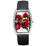 Roses Flowers Red Romantic Garden Barrel Style Metal Watch Front