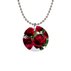 Roses Flowers Red Romantic Garden 1  Button Necklace by Pakrebo