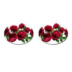 Roses Flowers Red Romantic Garden Cufflinks (oval) by Pakrebo