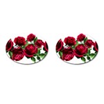 Roses Flowers Red Romantic Garden Cufflinks (Oval) Front(Pair)