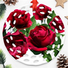 Roses Flowers Red Romantic Garden Round Filigree Ornament (two Sides)