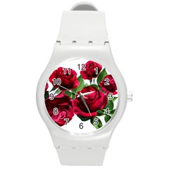 Roses Flowers Red Romantic Garden Round Plastic Sport Watch (m) by Pakrebo