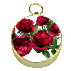 Roses Flowers Red Romantic Garden Gold Compasses by Pakrebo