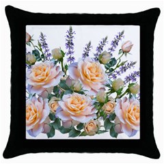 Roses Flowers Salvias Arrangement Throw Pillow Case (black) by Pakrebo