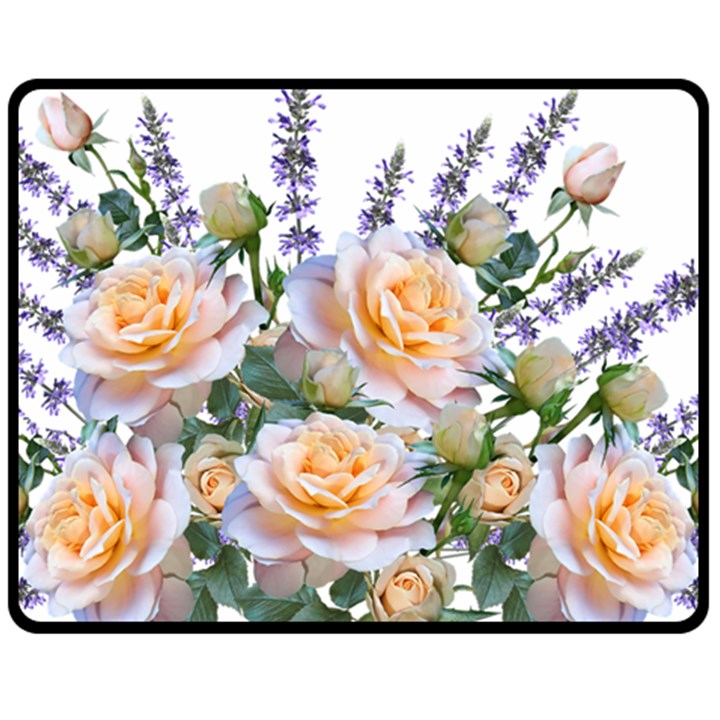 Roses Flowers Salvias Arrangement Fleece Blanket (Medium) 