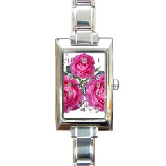 Roses Gypsophila Flowers Fragrant Rectangle Italian Charm Watch by Pakrebo