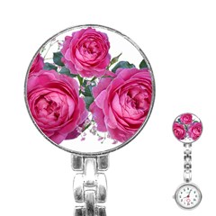 Roses Gypsophila Flowers Fragrant Stainless Steel Nurses Watch by Pakrebo