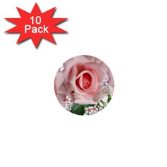 Roses Flowers Wax Flowers 1  Mini Buttons (10 Pack)  by Pakrebo