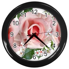 Roses Flowers Wax Flowers Wall Clock (black) by Pakrebo