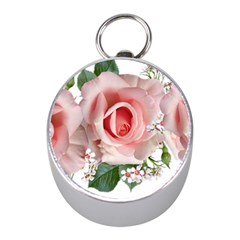 Roses Flowers Wax Flowers Mini Silver Compasses by Pakrebo