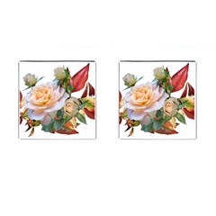 Autumn Leaves Roses Flowers Garden Cufflinks (square) by Pakrebo