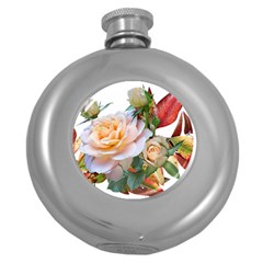 Autumn Leaves Roses Flowers Garden Round Hip Flask (5 Oz) by Pakrebo