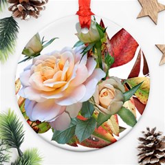 Autumn Leaves Roses Flowers Garden Round Ornament (two Sides)