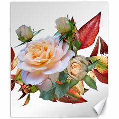 Autumn Leaves Roses Flowers Garden Canvas 20  X 24  by Pakrebo