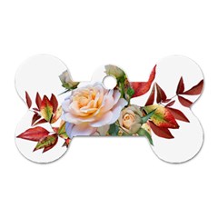 Autumn Leaves Roses Flowers Garden Dog Tag Bone (two Sides) by Pakrebo