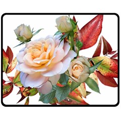 Autumn Leaves Roses Flowers Garden Fleece Blanket (medium)  by Pakrebo