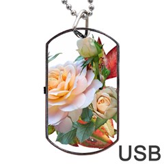 Autumn Leaves Roses Flowers Garden Dog Tag Usb Flash (two Sides) by Pakrebo