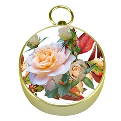 Autumn Leaves Roses Flowers Garden Gold Compasses by Pakrebo