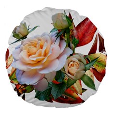 Autumn Leaves Roses Flowers Garden Large 18  Premium Flano Round Cushions by Pakrebo