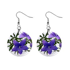 Flowers Blue Campanula Arrangement Mini Button Earrings by Pakrebo