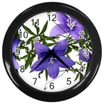 Flowers Blue Campanula Arrangement Wall Clock (Black) Front