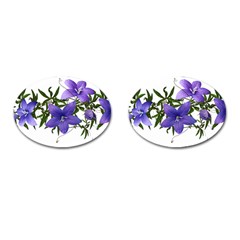 Flowers Blue Campanula Arrangement Cufflinks (oval) by Pakrebo