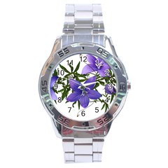 Flowers Blue Campanula Arrangement Stainless Steel Analogue Watch by Pakrebo