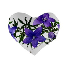 Flowers Blue Campanula Arrangement Standard 16  Premium Flano Heart Shape Cushions by Pakrebo