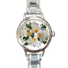 Lilies Belladonna White Flowers Round Italian Charm Watch