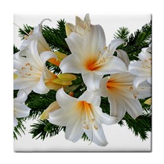 Lilies Belladonna White Flowers Tile Coaster