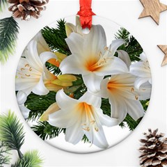 Lilies Belladonna White Flowers Ornament (round) by Pakrebo