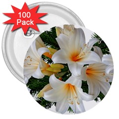 Lilies Belladonna White Flowers 3  Buttons (100 Pack) 