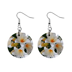 Lilies Belladonna White Flowers Mini Button Earrings