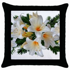 Lilies Belladonna White Flowers Throw Pillow Case (black) by Pakrebo