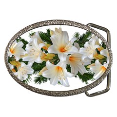 Lilies Belladonna White Flowers Belt Buckles