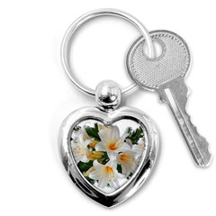 Lilies Belladonna White Flowers Key Chain (heart)