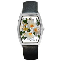 Lilies Belladonna White Flowers Barrel Style Metal Watch