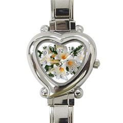 Lilies Belladonna White Flowers Heart Italian Charm Watch