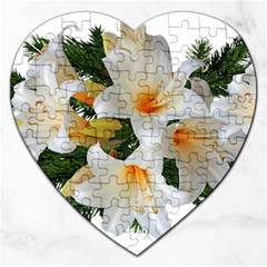 Lilies Belladonna White Flowers Jigsaw Puzzle (heart)