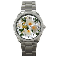 Lilies Belladonna White Flowers Sport Metal Watch