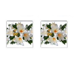 Lilies Belladonna White Flowers Cufflinks (square) by Pakrebo