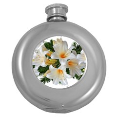 Lilies Belladonna White Flowers Round Hip Flask (5 Oz)