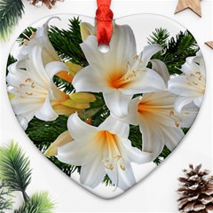 Lilies Belladonna White Flowers Heart Ornament (two Sides) by Pakrebo