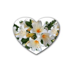 Lilies Belladonna White Flowers Rubber Coaster (heart) 