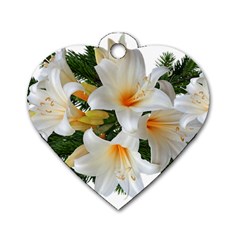 Lilies Belladonna White Flowers Dog Tag Heart (two Sides) by Pakrebo