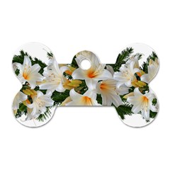 Lilies Belladonna White Flowers Dog Tag Bone (one Side)