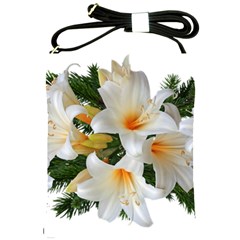 Lilies Belladonna White Flowers Shoulder Sling Bag by Pakrebo