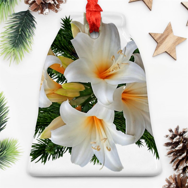 Lilies Belladonna White Flowers Bell Ornament (Two Sides)