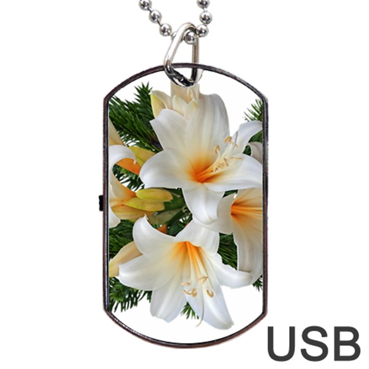 Lilies Belladonna White Flowers Dog Tag USB Flash (Two Sides)