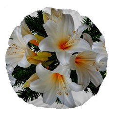 Lilies Belladonna White Flowers Large 18  Premium Round Cushions by Pakrebo